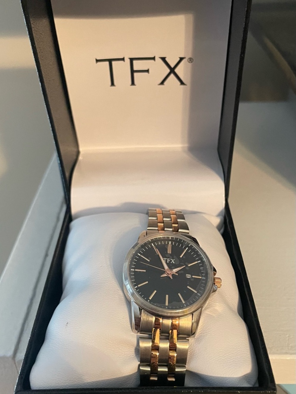Women's Two-Tone Gold and Silver Stainless Steel Watch - Black Dial